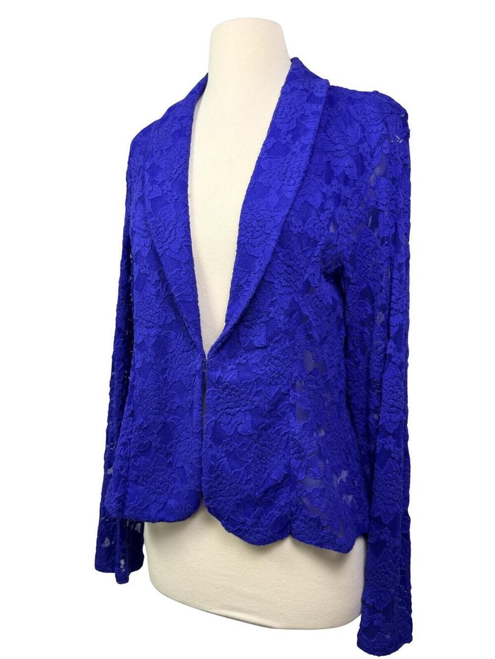 INC International Concepts Cobalt Blue Lace Blazer Jacket Size 16